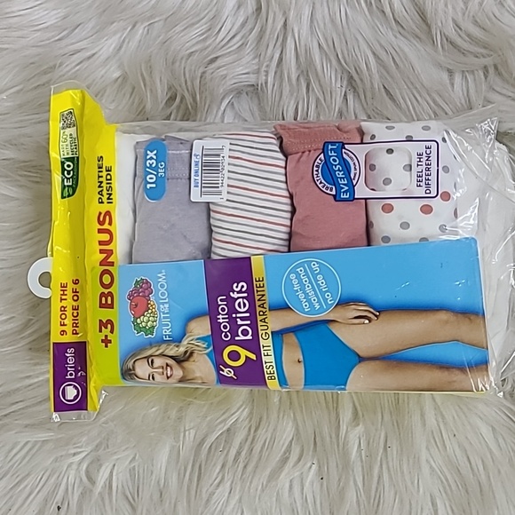 Fruit of the Loom Other - Fruit of the Loom Cotton Briefs Panties Size 10/3X White Pack of 9 Brand New